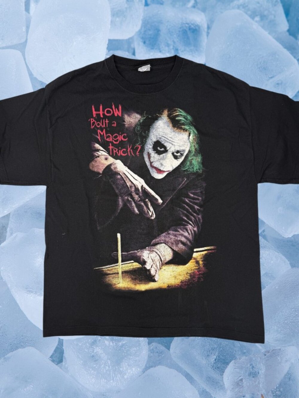 Vintage Dark Knight 2008 Batman Heath Ledger Joker Shirt XL Magic Trick Y2K